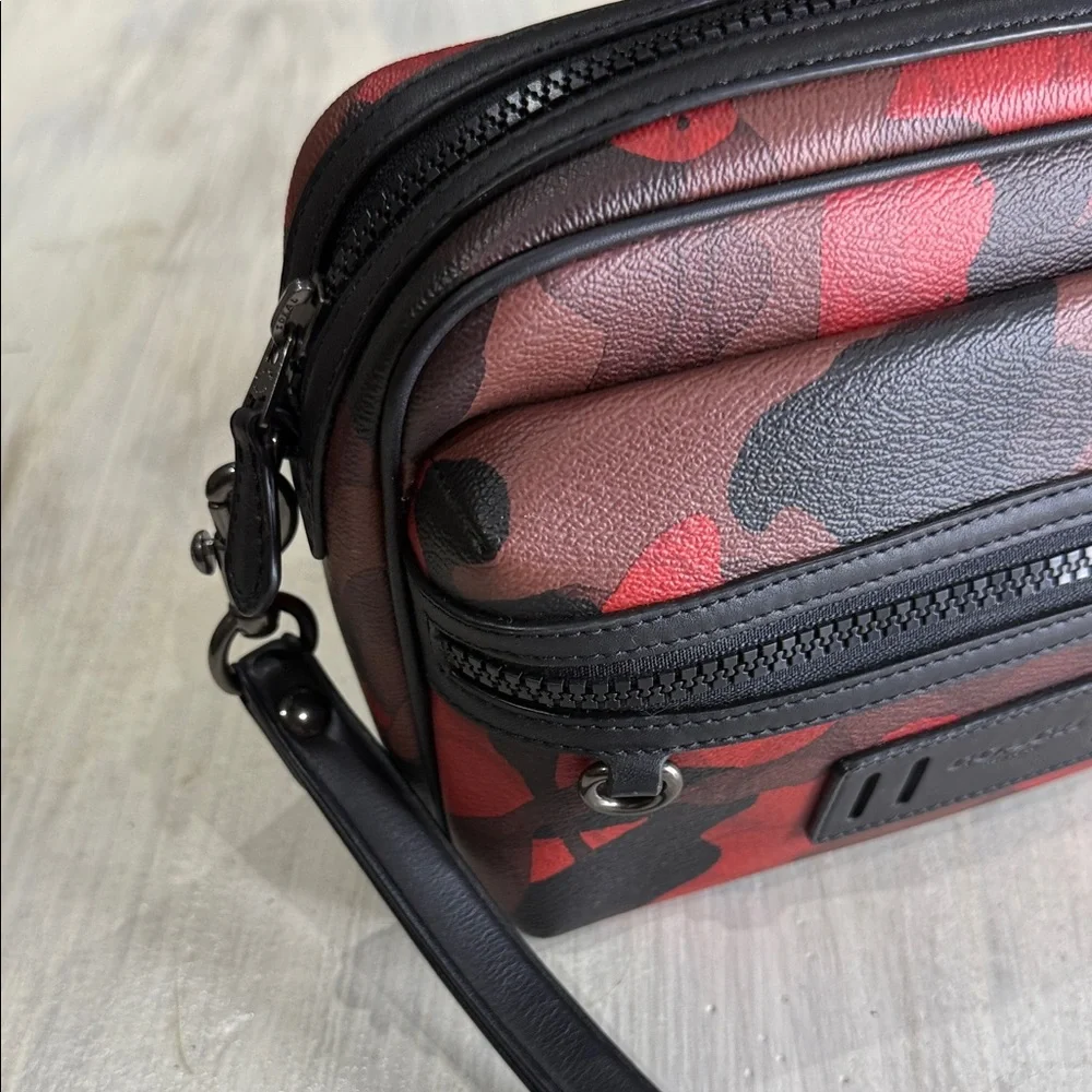 Coach Red and Black Camouflage Toiletry Bag